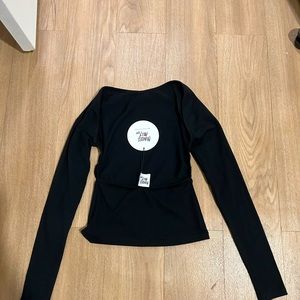 Princess Polly Black Rixie Long Sleeve Low Bqck Top in Size  2